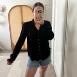 Faherty  Willa Black Long Sleeve Peasant Top Photo 9