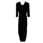 Amanda Uprichard Black Faux Wrap Midi Dress Women’s 1X | Classic Elegant LBD Photo 8