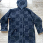 Sirogojno‎ Sweater Womens Large Hand Knitted Yugoslavia Wool Hooded Jacket Black Photo 0