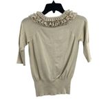 Milly  Cream Elbow Sleeve Cardigan Ruffle Detail Small Photo 2