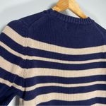 Lands' End  Vintage Short Sleeve Sweater Cream Navy Nautical Coastal Grandma Knit Photo 5