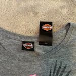 Harley Davidson  T-Shirt gray with pink, white & black graphics & rhinestones L Photo 2