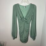Lucy in the Sky  Long Sleeve Ruched Cocktail Dress Sage Green Semi Formal Sz S Photo 1