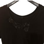 Fiore USA 90’s Black Slinky Floral Sequin LS Maxi Dress Sz L Boho Witchy Goth Photo 1