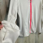 Tek Gear DryTek White Athletic Full Zip Jacket Pink Zipper Women's Large Yoga Photo 1