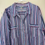 Catherines Red Blue Striped 3/4 Roll Tab Sleeve Button Up Utility Shirt Size 4X Photo 2