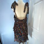 La Maison Talulah Floral Print Pleats Ruffle Chiffon Tiered Mini Dress Flirty XL Black Photo 10