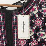 entrance Boutique Dress Embroidered Floral Short Sleeve‎ Boho Bohemian small Black Photo 5