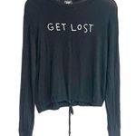 Riot Queen Get Lost Tie Waist Long Sleeve Black Top Blouse XS Photo 0