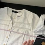 o.p.t Adina White Linen Midi Lace Dress Button Front 8 NWT Puff Sleeves Photo 15