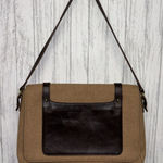 Ralph Lauren Womens Lauren By  Vintage Leather Wool Messenger Bag Photo 0