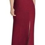 DESSY COLLECTION Cutaway Shoulder Crepe Column Gown Halter Criss Cross Back Sz 0 Red Photo 0