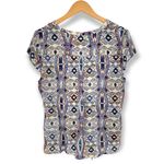 Lucky Brand  | Large | Tribal Print Tie Front Button Down Short Sleeve Top Photo 2
