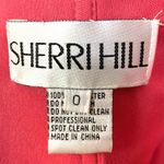 Sherri Hill  Sleeveless Coral Pink Embellished Cocktail Dress 0 Sheer Beaded Neck Photo 8