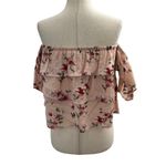 American Eagle  Outfitters Women Size XS Peach Floral Off The Shoulder (7-223P) Photo 2