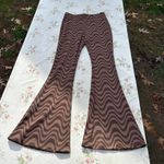 Brown wavy high waisted flair leggings‎ Small Photo 2
