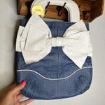 Bodei Blue Polka Dot Bow Tote Bag Purse‎ White Handle Unique Photo 0