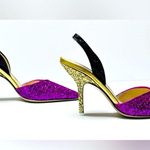 The Attico Diletta Tri Color Pink Gold Black Glitter Pumps Heels Shoes 37 NWOB Size 6 Photo 7