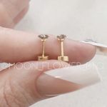 Tiny 4mm Rainbow CZ Flat Back Earrings – 18K Gold Plated Hypoallergenic Studs Photo 3