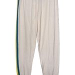 Chaser  Vintage Women’s M Cream Ivory Rainbow Striped Pull On Lounge Jogger Pants Photo 4