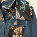 Chico's NWT Chico’s Heirloom Jean Denim Jacket Floral Metallic Detailing Size 12/14 Photo 5