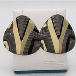 Vintage Retro Gray, Cream, & Black Earrings Gray Photo 0