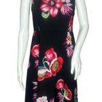 Ann Taylor Dress Women 00P Black Pink Floral Sheath Dress Crossover Strap Petite Photo 0