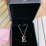 Sterling Silver “E” Initial Personalized Diamanté Necklace Photo 0