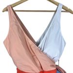 Cupshe NWT  One Piece Bowknot Swimsuit Womens XL Orange White Colorblock Retro Photo 3