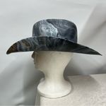 Distressed marble gold glazed Cowboy Hat w/Brown Leather Star concho Band unisex Blue Size M Photo 5