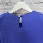 Nick & Nora Vintage Nora Noh Size 6 Silk Blouse Short Sleeve Keyhole Blue 80s 90s Photo 4