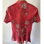 Laura Scott Coral Orange Pink Floral Pleated Black White Flowers  Size Medium Photo 5