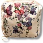 Makeup Bag Cosmetic Bag for Women Coquette Feminine Colorful Butterfly Floral White Photo 1