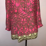Banana Republic  lime green bright pink v-neck blouse Photo 2