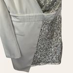 Elle Zeitoune Alexa Silver Sequined Long Sleeve Asymmetrical Mini Dress Size M Size M Photo 7