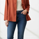 Samantha Grey Suede Feel Button Shirt Blazer Lightweight Jacket Sz 14 Orange Photo 0