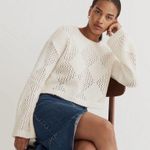 Madewell  Diamond-Stitch Crewneck Crop Sweater in Cream Photo 2
