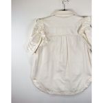 Anthropologie Pilcro Womens Shirt Beige Ruffle Denim Button Down Blouse Medium White Photo 7