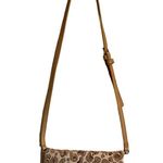 Anthropologie NWOT Crossbody Bag Woven Fabric Beige Sable Animal Graphic Clutch Photo 8