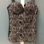 Spirit Halloween Spirit Sexy Size L Damask Skulls Flocked Bustier corset pinup Boudoir Black Photo 2