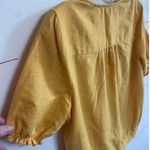 Lucky Brand  Women's Yellow Cotton Wrap Top Puff‎ Sleeves Tie Waist - M NWOT Photo 8