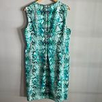 Liz Claiborne  Turquoise Snakeskin Print Sheath Dress 18 Curvy Fit Cotton Blend Photo 6