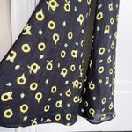 Sleeper • Baccara Linen Jumpsuit overall black yellow sunflower print flare leg Photo 8
