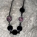 Coldwater‎ Creek Necklace Dark Purple Stick Link Chain Pink Rhinestones 30” Photo 2