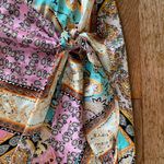 pink and yellow patterned paisley floral wrap silk midi skirt Size M Photo 2