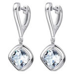 Boutique Platinum Plated 925 Sterling Silver Heart Diamond Simulant Dangle Earrings, NEW Photo 0