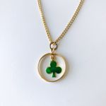 None Vintage Gold Tone Irish Lucky Clover Necklace Photo 5