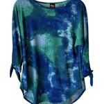 Pure Essence Shirt Womens Small Blue Green Tie Dye‎ 3/4 Sleeve Top Canada Boho Photo 0