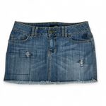 a.n.a  Distressed Mini Denim Skirt with Embroidered Details and Frayed Hem Size 8 Photo 9