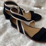 Splendid Black and Tan Sandals with Modern Asymmetry Photo 1